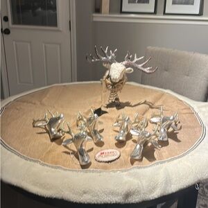 Silver Reindeer, tree topper and tree skirt